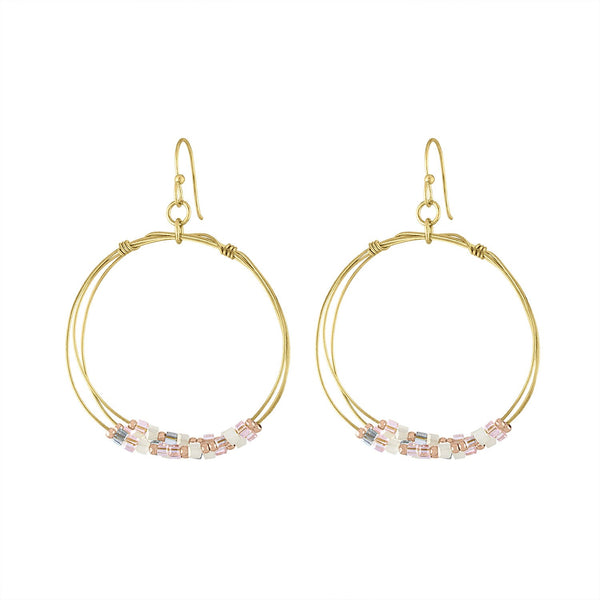 Piper & Jade Earring, Irridescent Beaded Hoop