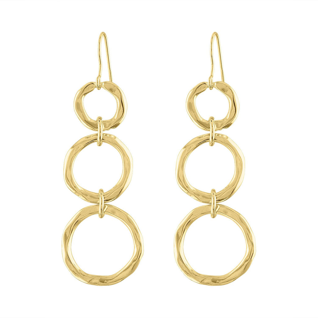 Piper & Jade Earring, Gold Round Trio Drop