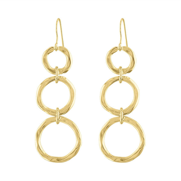 Piper & Jade Earring, Gold Round Trio Drop