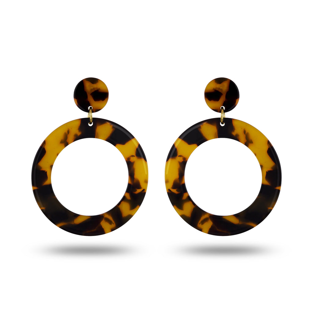 Piper & Jade Earring, Tortoise Shell Round