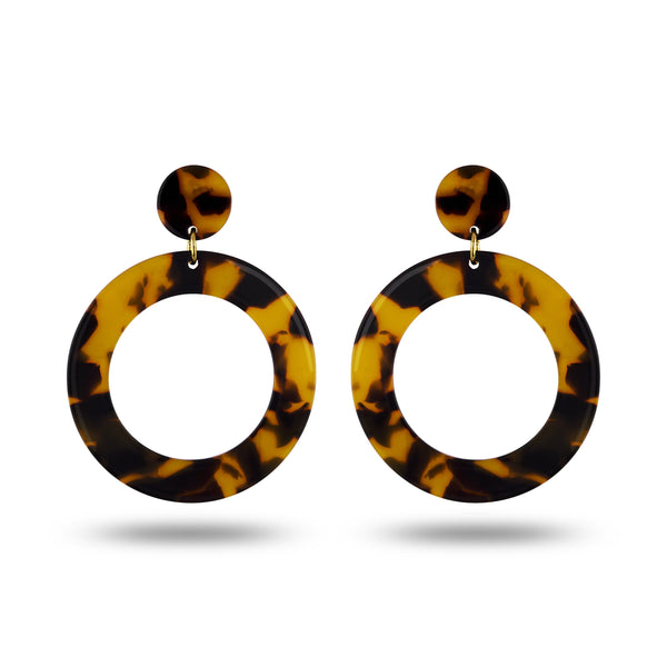 Piper & Jade Earring, Tortoise Shell Round