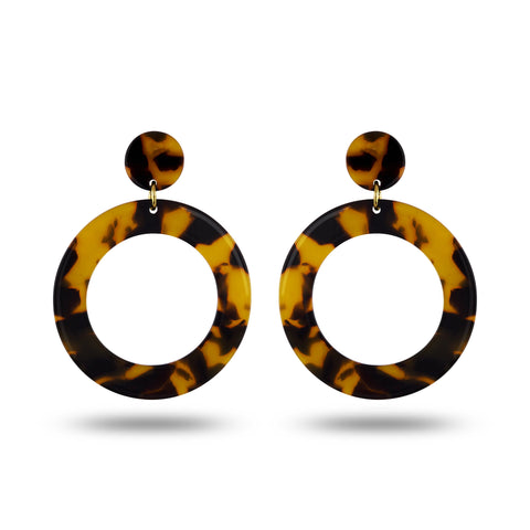 Piper & Jade Earring, Tortoise Shell Round