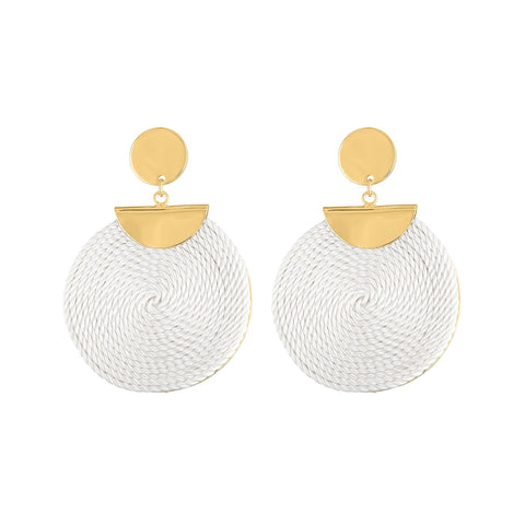 Piper & Jade Earring, Gold White Corded Circle