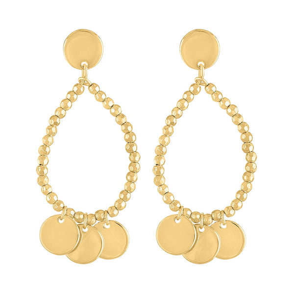 Piper & Jade Earring, Gold Beaded Tear Drop