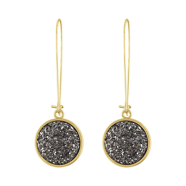 Piper & Jade Earring, Charcoal Druzy