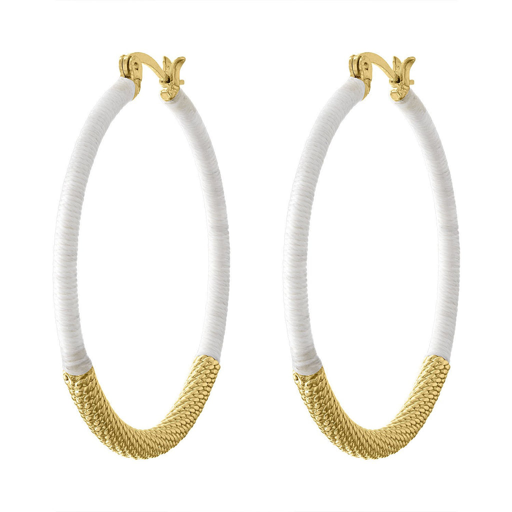 Piper & Jade Earring, Gold Threaded Hoop