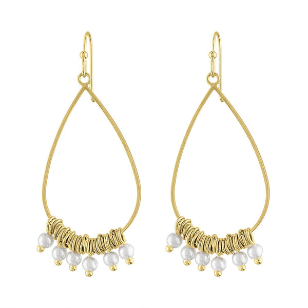 Piper & Jade Earring, Gold Pearl Tear Drop