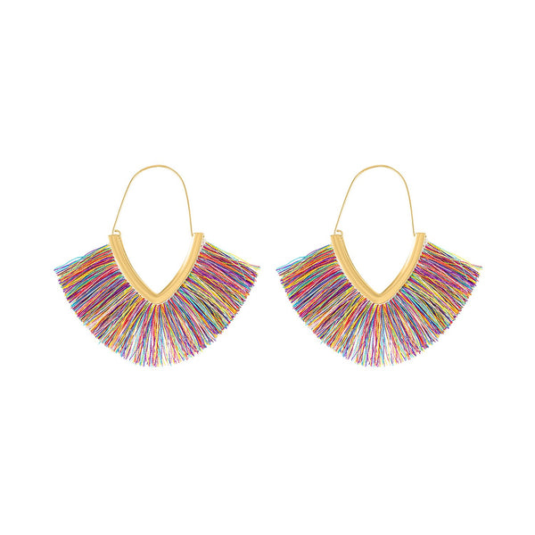 Piper & Jade Earring, Multi Color Tassel Hoop