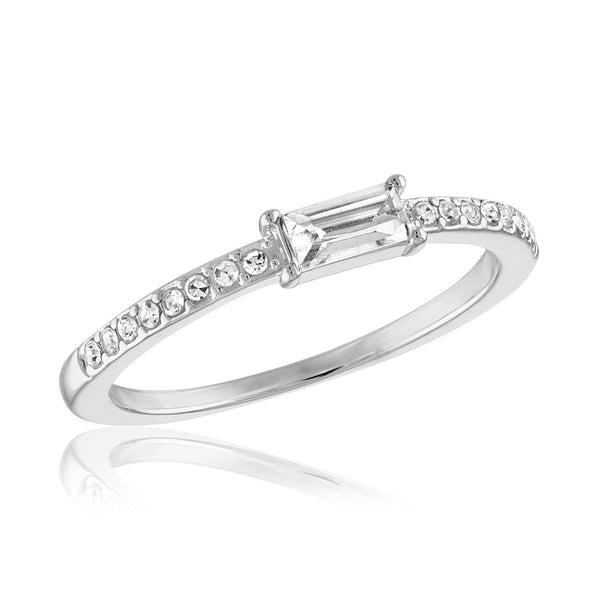 STK104 [Size 6-9] - Stack Ring, Petite Baugette & CZ