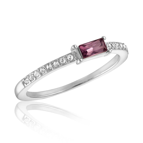 STK105 [Size 6-9] Petite Lavender Baugette & CZ Stack Ring