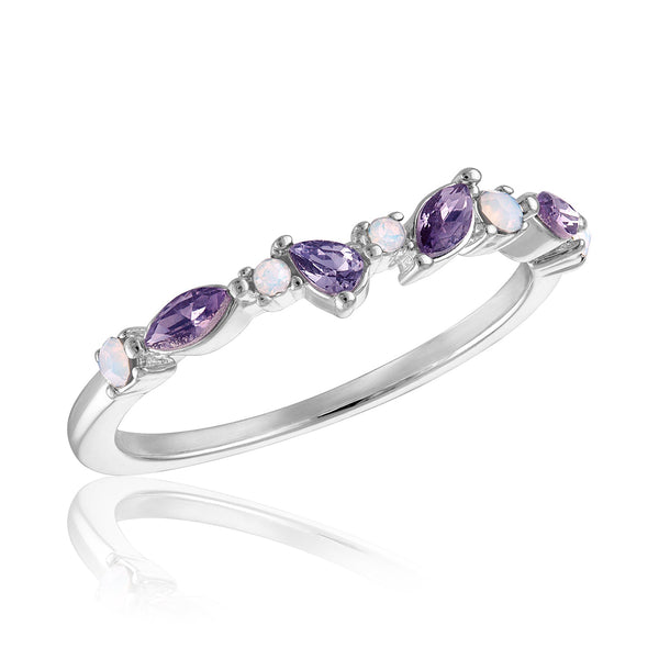 STK106 [Size 6-9] Multi Cut Lavender & Opal Stack Ring