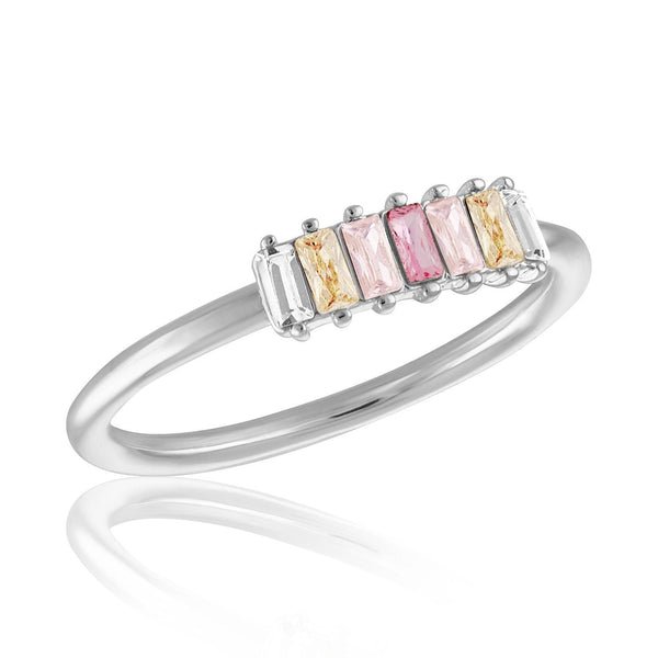 STK107 [Size 6-9] Vertical Pink Transitional Mini Baugette Stack Ring