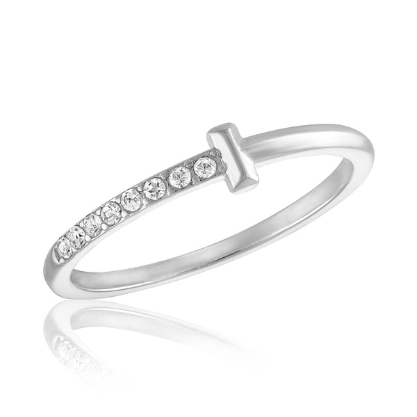 STK109 [Size 6-9] Half CZ "T" Stack Ring