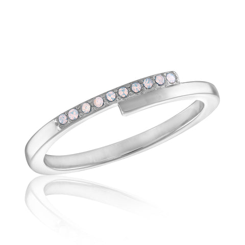 STK110 [Size 6-9] Overlapping White Opal Stack Ring