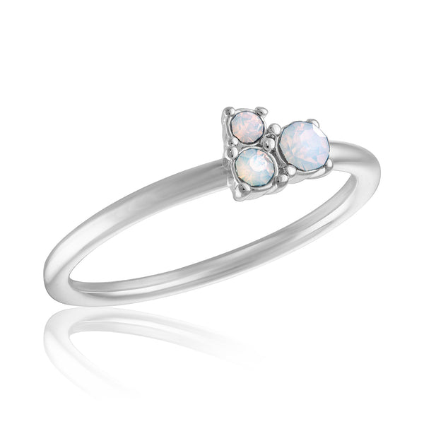 STK112 [Size 6-9] White Opal Trio Stack Ring