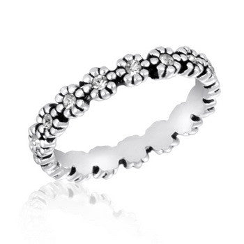 Stack Ring, CZ Flower Stack Ring