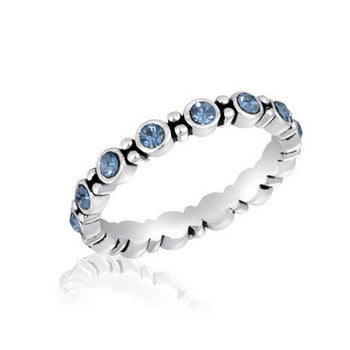 Stack Ring, Blue CZ Round Stack Ring