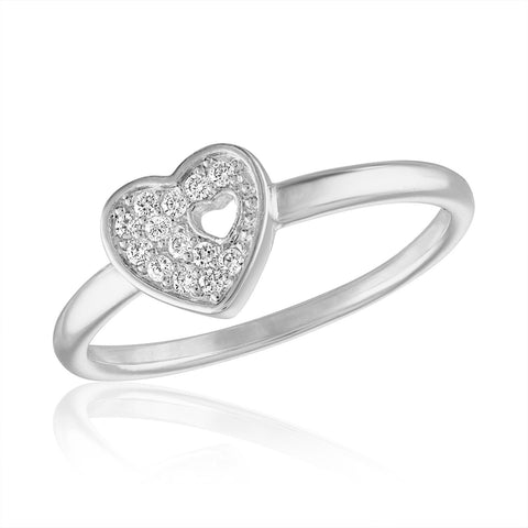Stack Ring, Cut Out CZ Heart