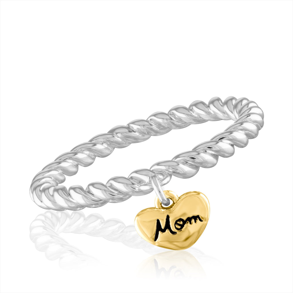 Stack Ring, Gold Heart "Mom"