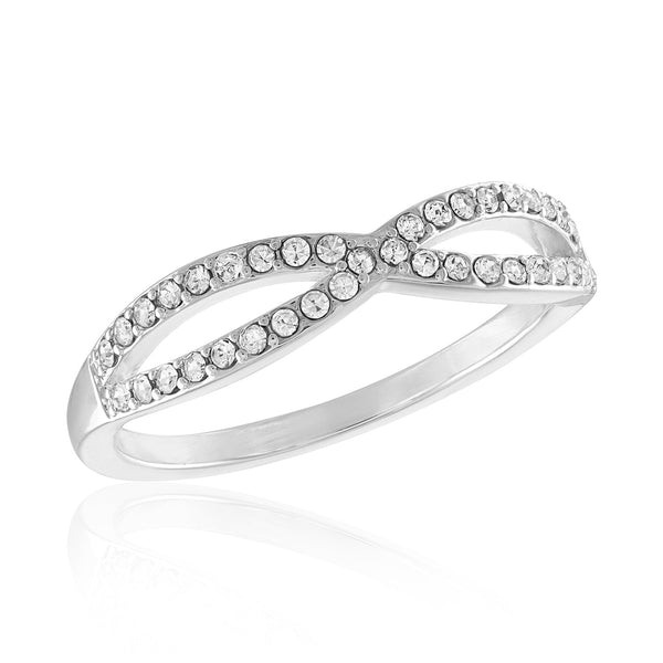 STK85 [Size 6-9] - Stack Ring, CZ Criss Cross