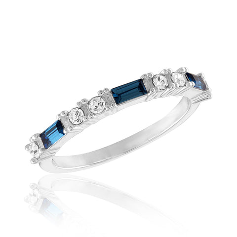 STK86 [Size 6-9] - Stack Ring, Montana Blue Baguette Infinity