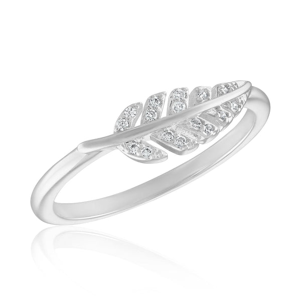 STK93 [Size 6-9] Stack Ring, CZ Leaf