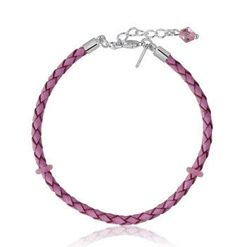 Pink Leather Bracelet, Small, Set/2