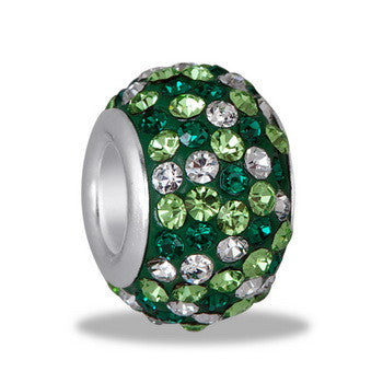Bead, Green Multi Crystal, Set/2