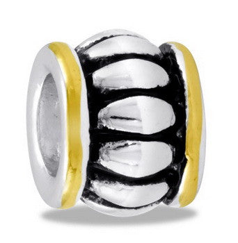 Bead, Ribbed, Gold/Silver