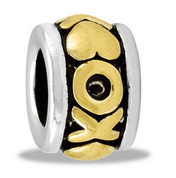 Bead, XO Gold/Silver, Large Set/2