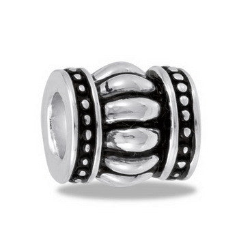 Bead, Ribbed w/Border Silver, Set/2