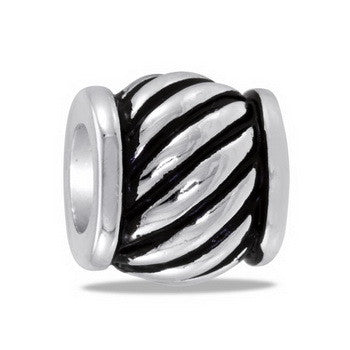 Bead, Twisted Rope Silver, Set/2