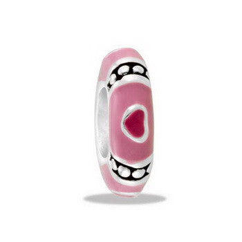 Bead, Pink Heart Spacer, Set/2