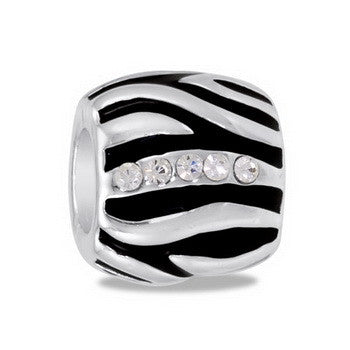 Bead, Zebra w/CZ Veins Set/2