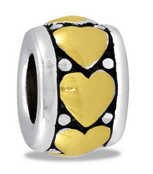 Bead, Heart, Gold/Silver, Large, Set/2