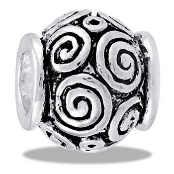 Bead, Curls, Silver, Large, Set/2