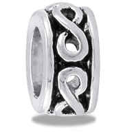 Bead, "8", Silver, L Set/2