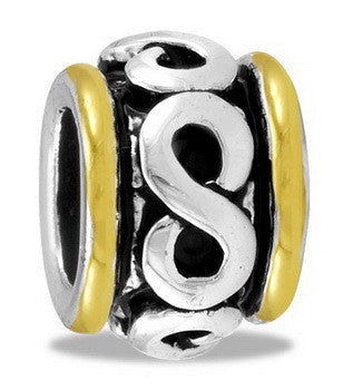 Bead, "8", Gold/Silver, L Set2