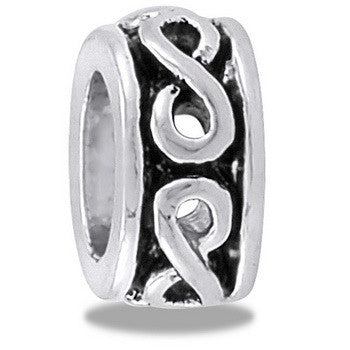 Bead, 8", Silver, Set/2