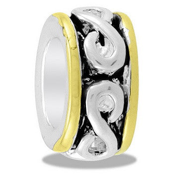 Bead, "8", Gold/Silver, Small, Set/2