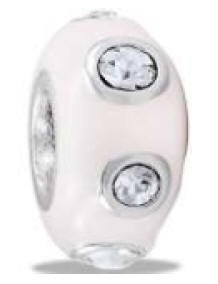 Bead, Stopper, White, CZ, Set/2