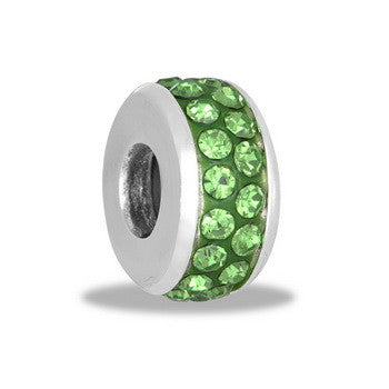 Peridot 2 Row Crystal Stopper, Set/2