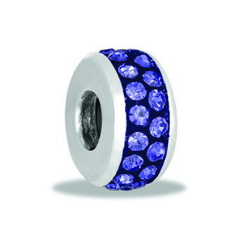 DB Stopper, Tanzanite 2 Row Crystal, Set/2