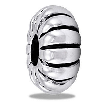 Bead, Stopper, Ribbed, Silver, Set/2