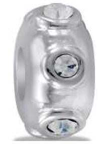 Bead, Stopper, Silver CZ, Set/2