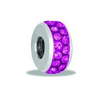 Stopper, Pink 2-row crystal, Set/2