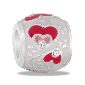 Dangle, Double Heart w/CZ, Set/2