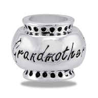 Bead, "Grandmother", Black/Silver , Set/2