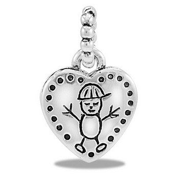 Dangle, Heart, Boy, Silver, Set/2