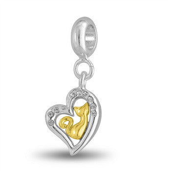 Dangle, Two Tone Cat Heart, Set/2